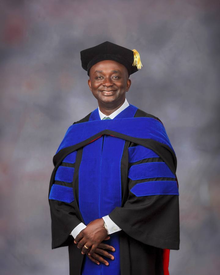 Dr. Oheneba Boadum in doctoral regalia
